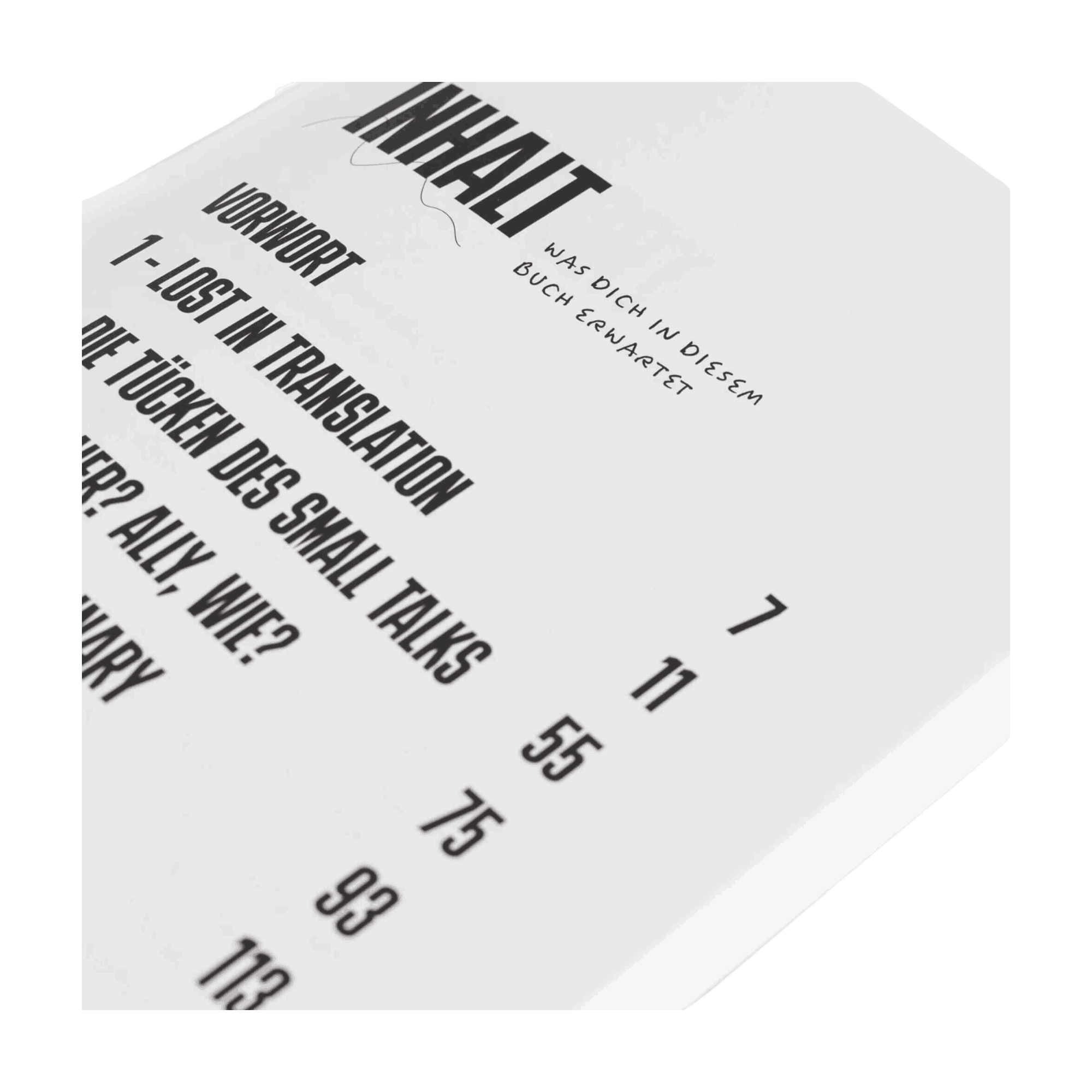 Eine Nahaufnahme des Inhaltsverzeichnisses in 